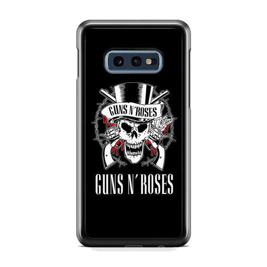 Gun N Roses White Skull Samsung Galaxy S10E Case-Rubber Black (2D Case)-Oxvistore