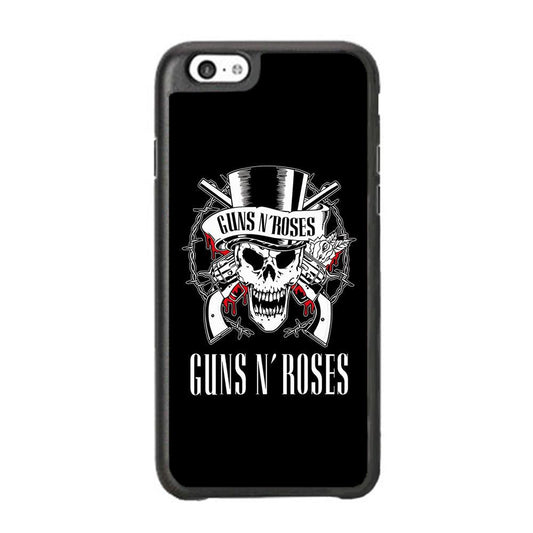 Gun N Roses White Skull iPhone 6 Plus | 6s Plus Case-Rubber Black (2D Case)-Oxvistore