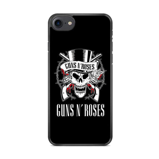 Gun N Roses White Skull iPhone 8 Case-Rubber Black (2D Case)-Oxvistore