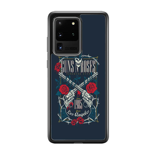 Gun's N Roses Paradise City Samsung Galaxy S20 Ultra Case-Rubber Black (2D Case)-Oxvistore