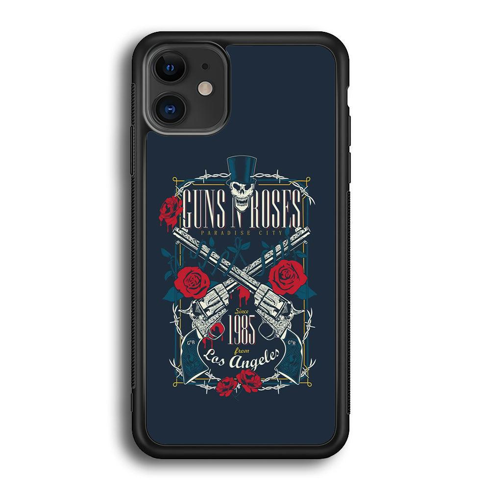 Gun's N Roses Paradise City iPhone 11 Case-Rubber Black (2D Case)-Oxvistore