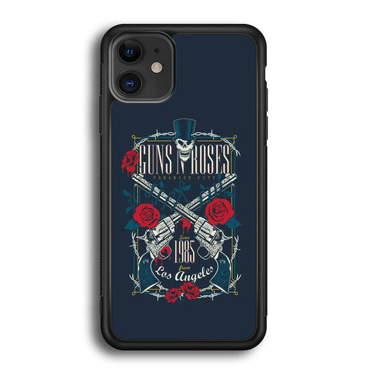 Gun's N Roses Paradise City iPhone 11 Case-Rubber Black (2D Case)-Oxvistore