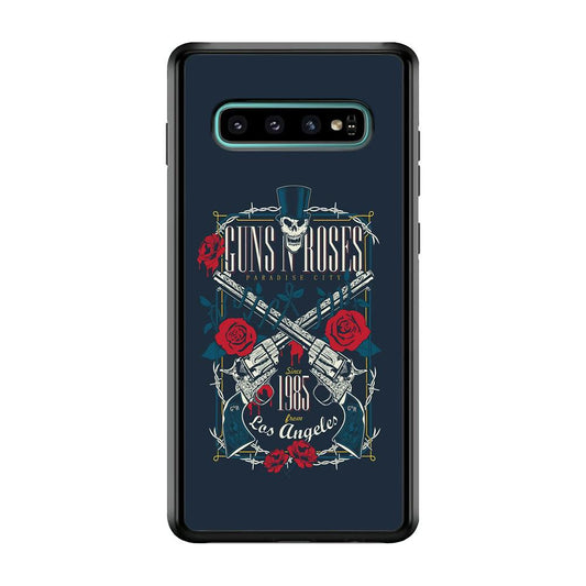 Gun's N Roses Paradise City Samsung Galaxy S10 Case-Rubber Black (2D Case)-Oxvistore
