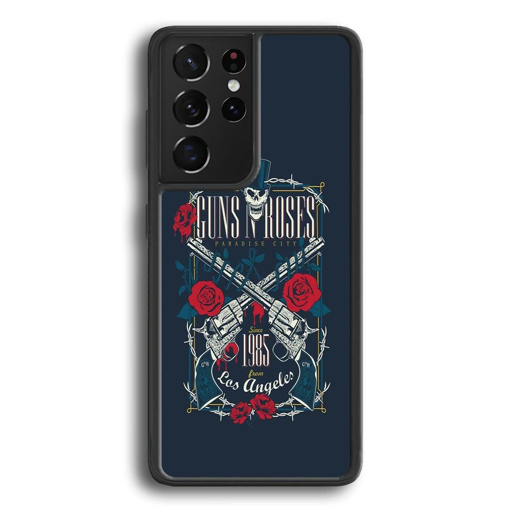 Gun's N Roses Paradise City Samsung Galaxy S23 Ultra Case-Rubber Black (2D Case)-Oxvistore