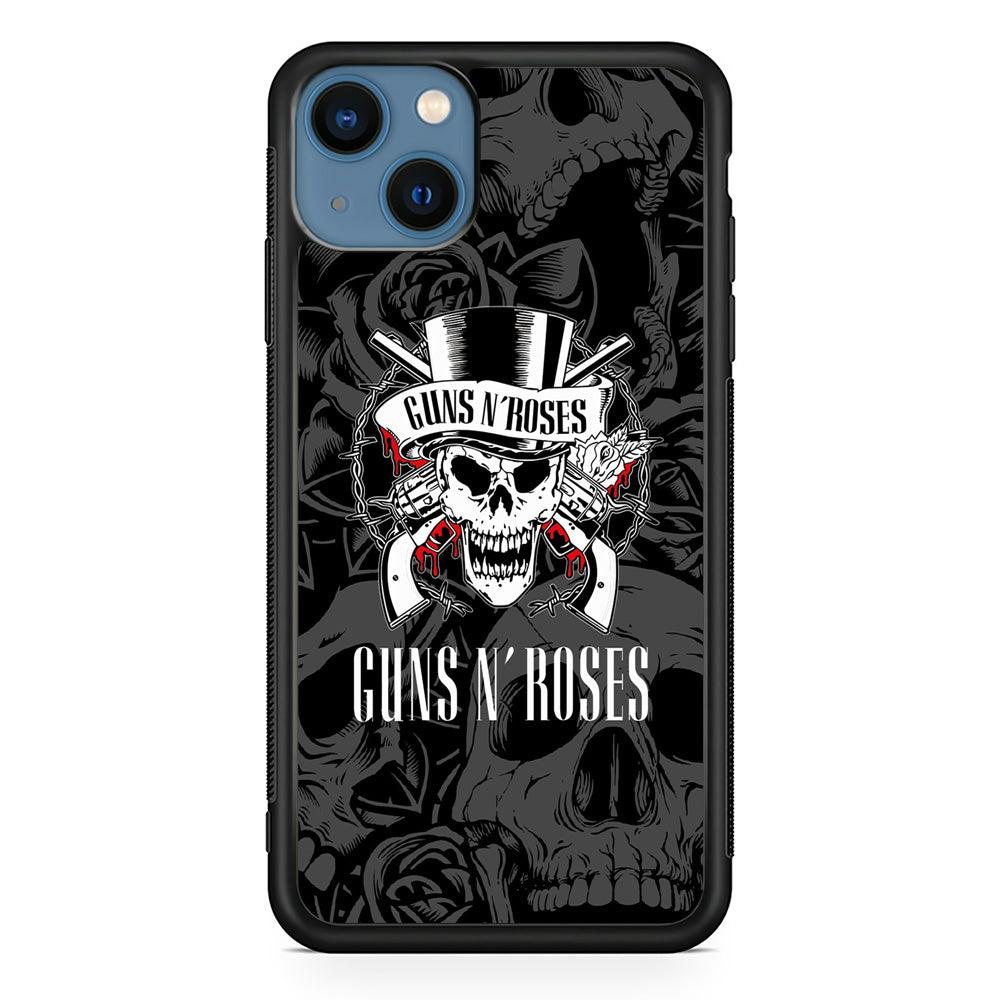 Gun's N Roses Pile of Skulls iPhone 14 Plus Case-Rubber Black (2D Case)-Oxvistore