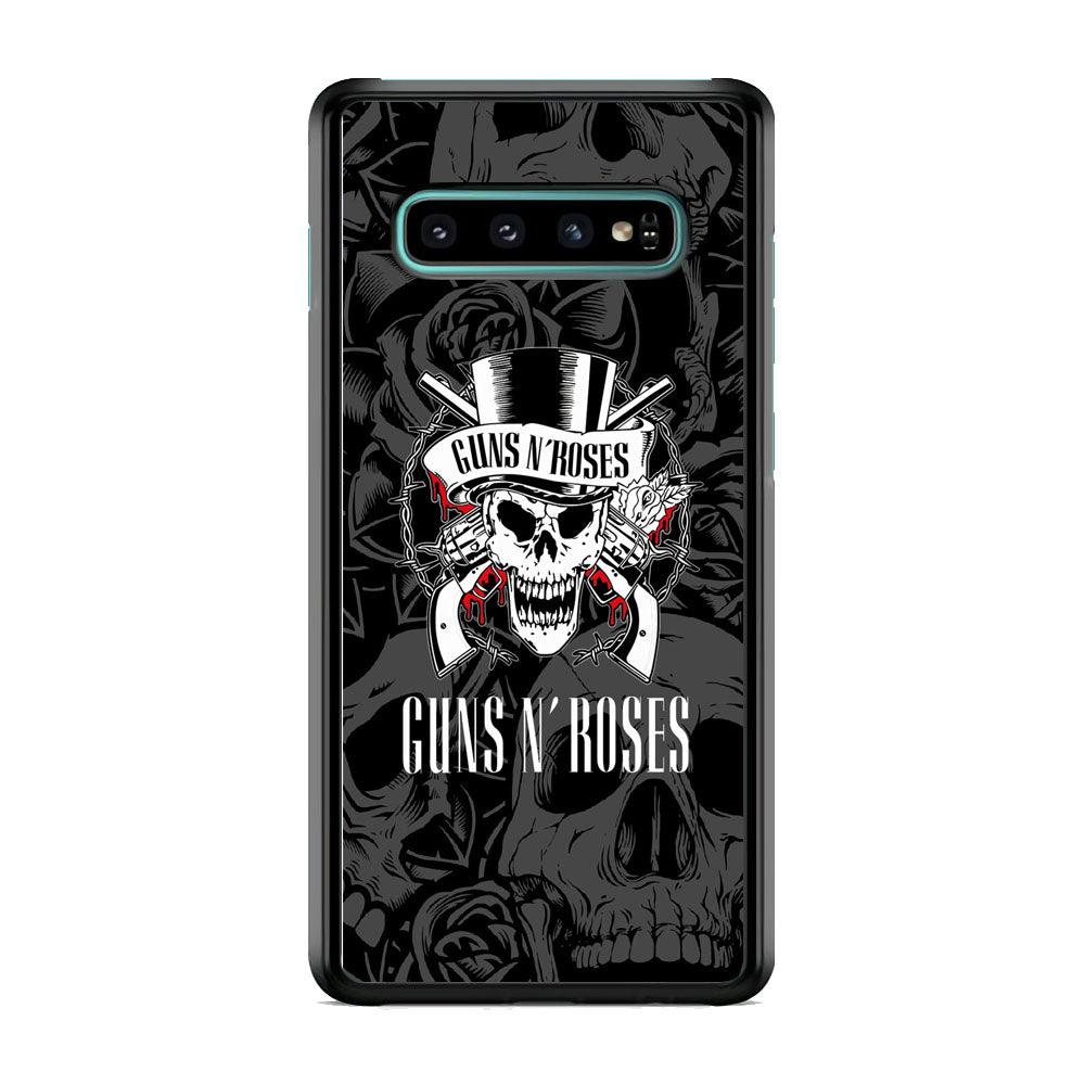 Gun's N Roses Pile of Skulls Samsung Galaxy S10 Case-Rubber Black (2D Case)-Oxvistore
