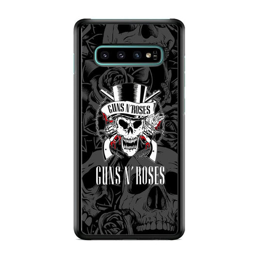 Gun's N Roses Pile of Skulls Samsung Galaxy S10 Case-Rubber Black (2D Case)-Oxvistore