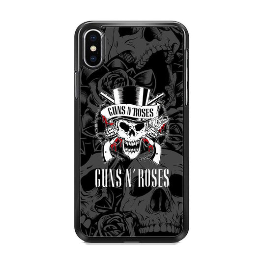 Gun's N Roses Pile of Skulls iPhone X Case-Rubber Black (2D Case)-Oxvistore