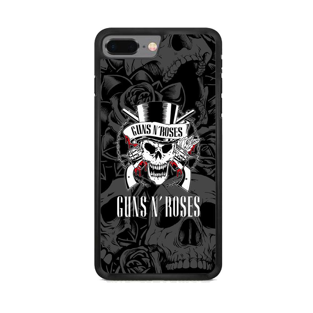 Gun's N Roses Pile of Skulls iPhone 7 Plus Case-Rubber Black (2D Case)-Oxvistore
