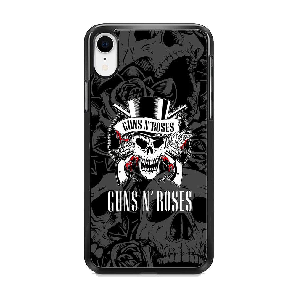 Gun's N Roses Pile of Skulls iPhone XR Case-Rubber Black (2D Case)-Oxvistore