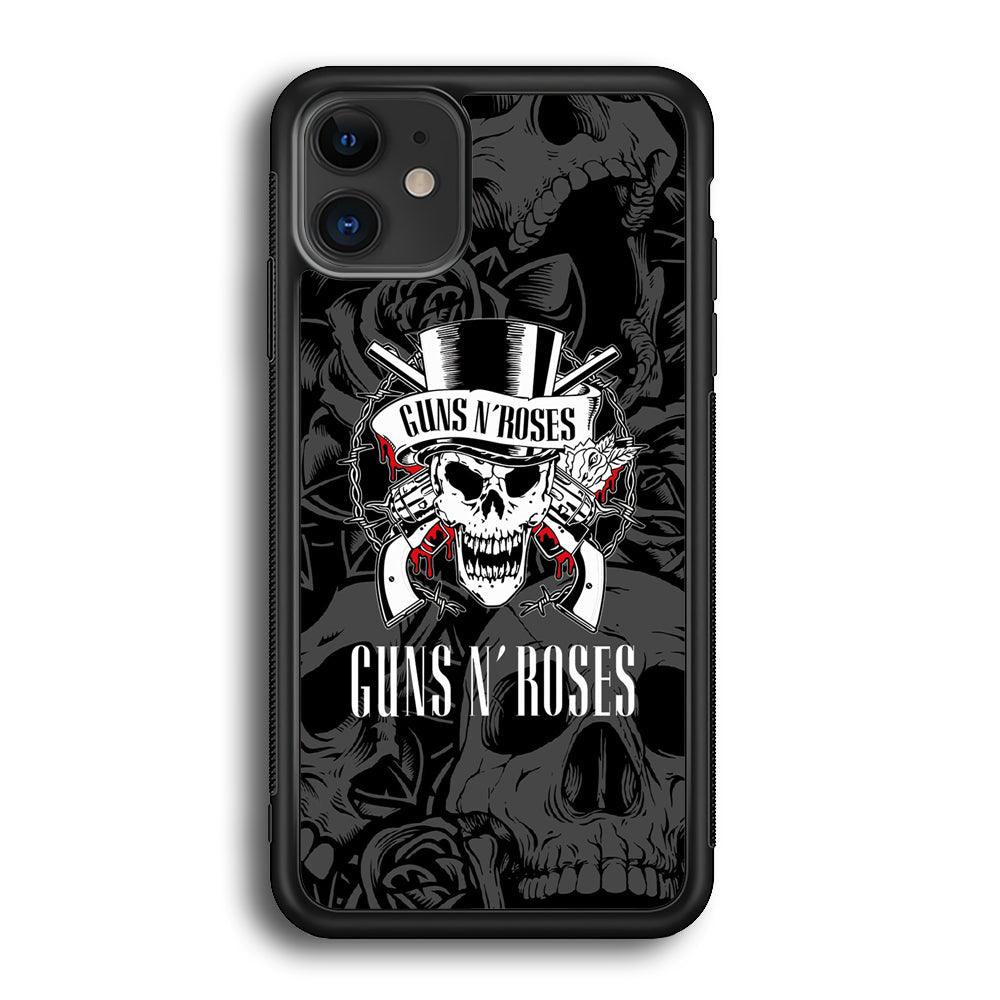 Gun's N Roses Pile of Skulls iPhone 12 Case-Rubber White (2D Case)-Oxvistore