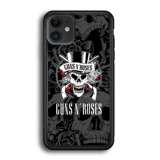 Gun's N Roses Pile of Skulls iPhone 12 Case-Rubber White (2D Case)-Oxvistore