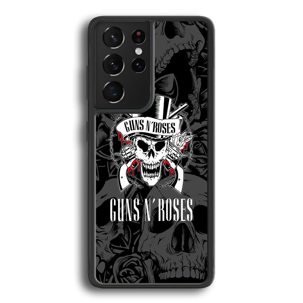 Gun's N Roses Pile of Skulls Samsung Galaxy S24 Ultra Case-Rubber Black (2D Case)-Oxvistore