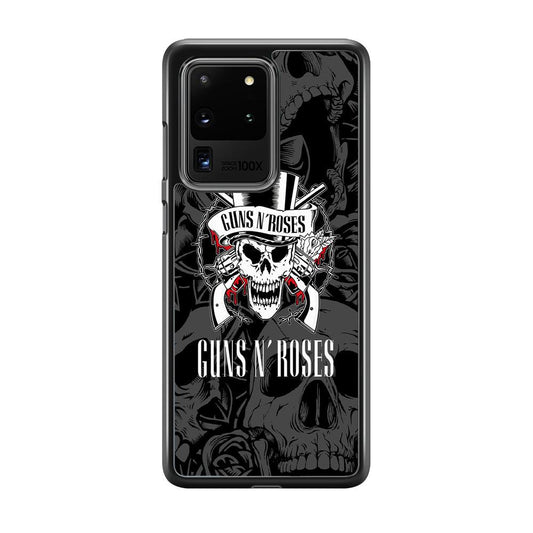 Gun's N Roses Pile of Skulls Samsung Galaxy S20 Ultra Case-Rubber White (2D Case)-Oxvistore