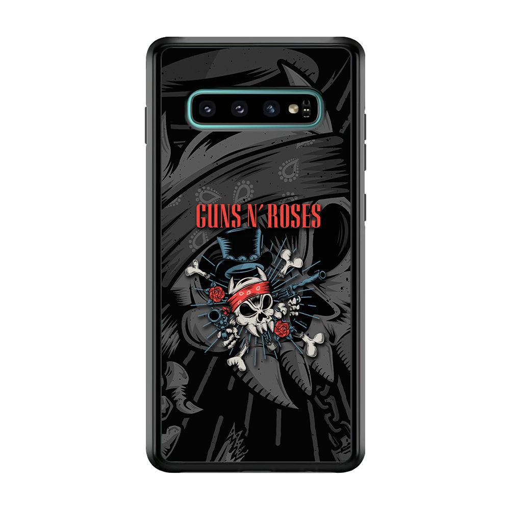 Guns N Roses Red Headkerchief Samsung Galaxy S10 Case-Rubber Black (2D Case)-Oxvistore