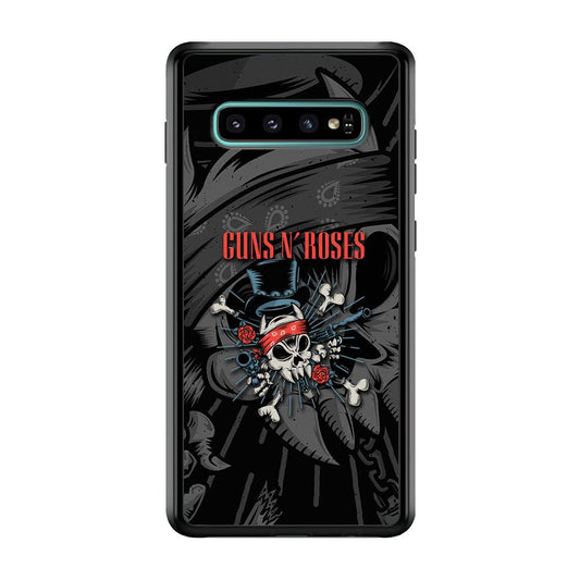 Guns N Roses Red Headkerchief Samsung Galaxy S10 Case-Rubber Black (2D Case)-Oxvistore