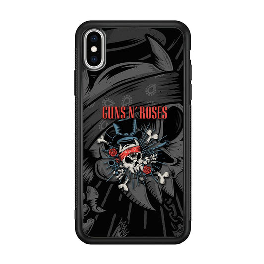 Guns N Roses Red Headkerchief iPhone XS Case-Rubber Black (2D Case)-Oxvistore