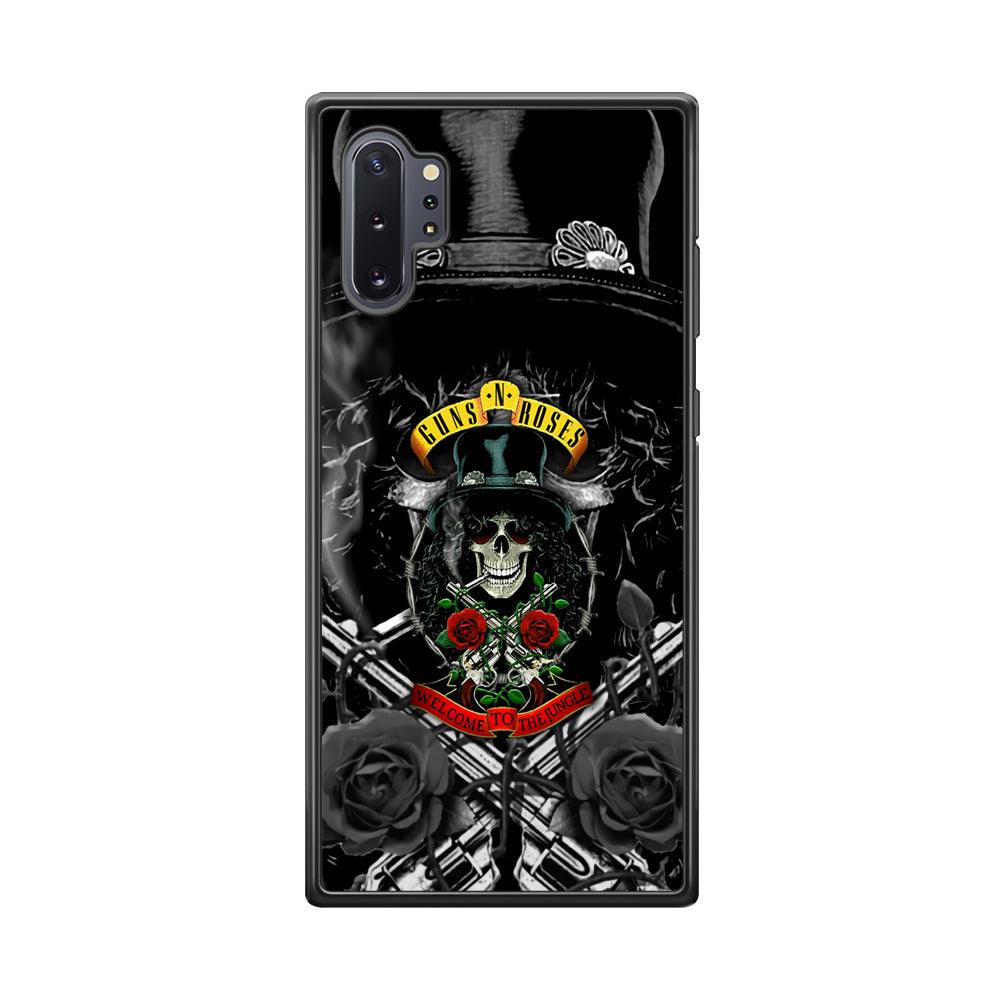 Guns N Roses Smiling Smoker Skull Samsung Galaxy Note 10 Plus Case-Rubber Black (2D Case)-Oxvistore