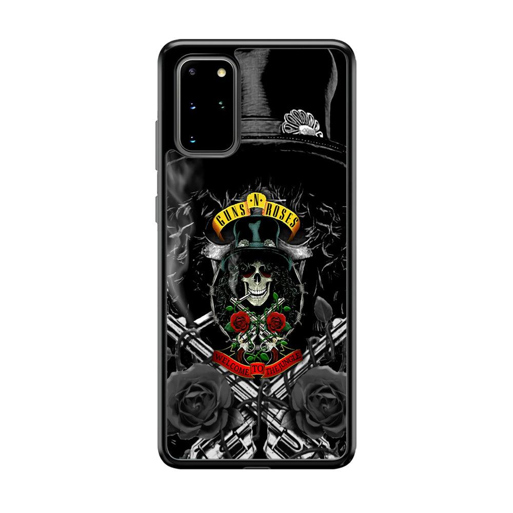 Guns N Roses Smiling Smoker Skull Samsung Galaxy S20 Plus Case-Rubber Black (2D Case)-Oxvistore