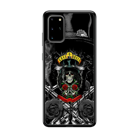 Guns N Roses Smiling Smoker Skull Samsung Galaxy S20 Plus Case-Rubber Black (2D Case)-Oxvistore