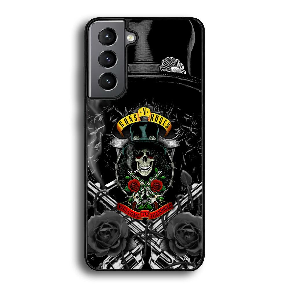 Guns N Roses Smiling Smoker Skull Samsung Galaxy S21 Plus Case-Rubber Black (2D Case)-Oxvistore