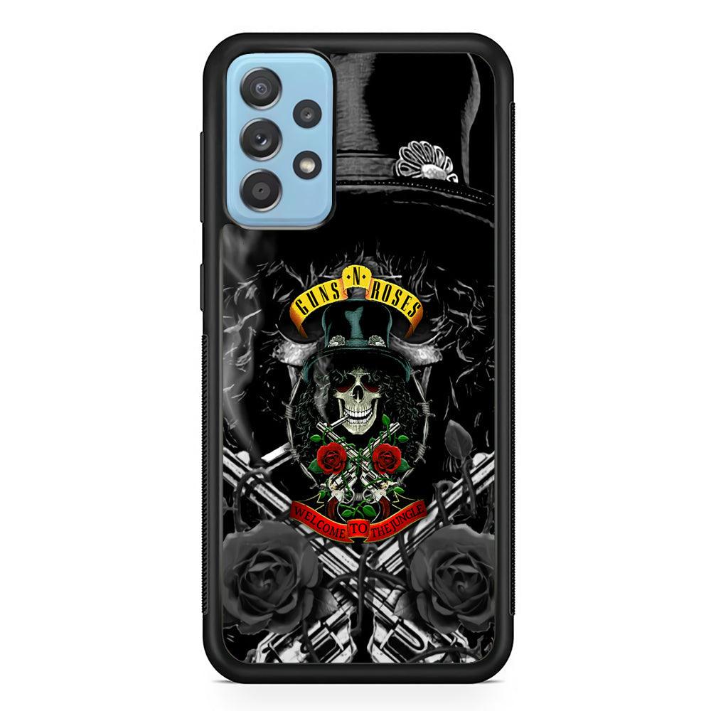Guns N Roses Smiling Smoker Skull Samsung Galaxy A72 Case-Rubber Black (2D Case)-Oxvistore
