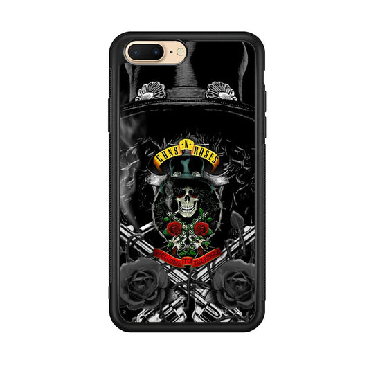 Guns N Roses Smiling Smoker Skull iPhone 7 Plus Case-Rubber Black (2D Case)-Oxvistore