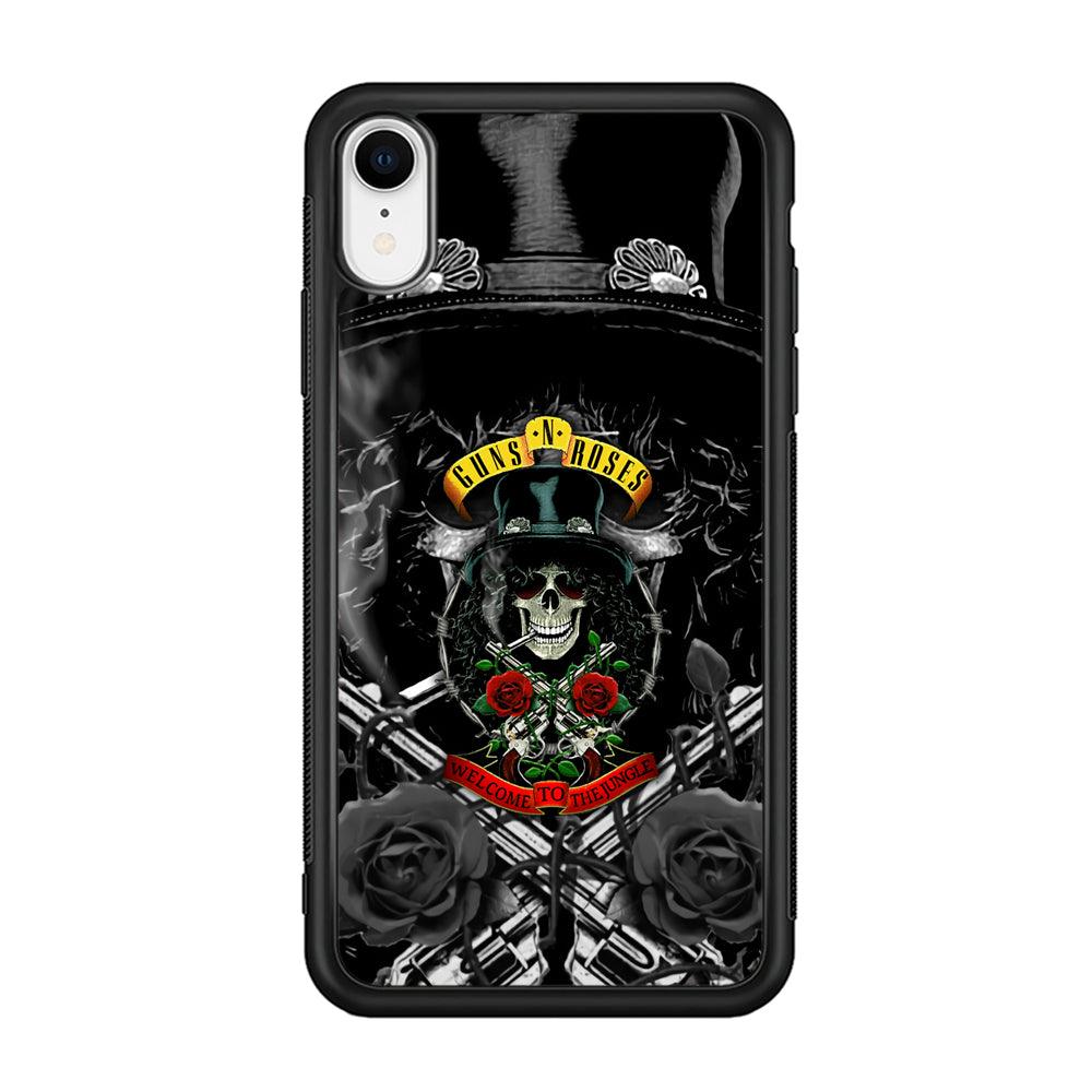 Guns N Roses Smiling Smoker Skull iPhone XR Case-Oxvistore