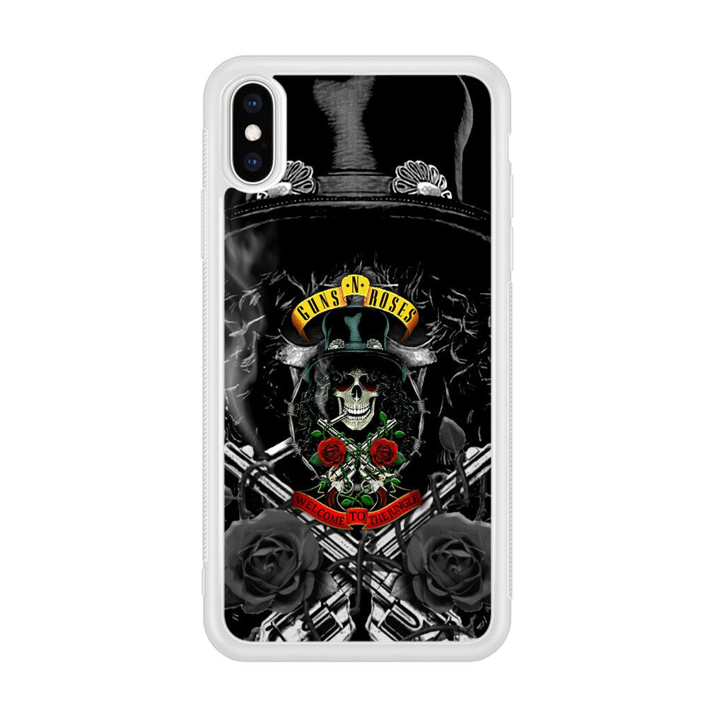 Guns N Roses Smiling Smoker Skull iPhone X Case-Oxvistore