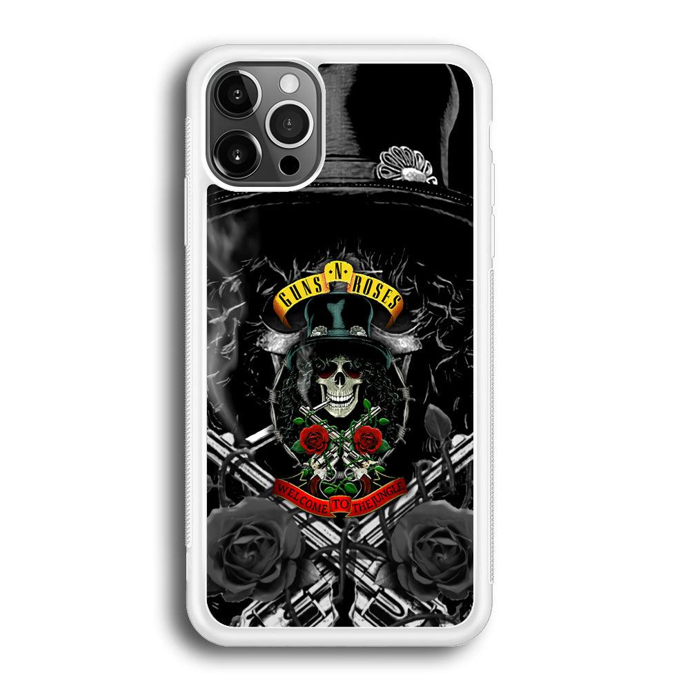 Guns N Roses Smiling Smoker Skull iPhone 12 Pro Max Case-Oxvistore