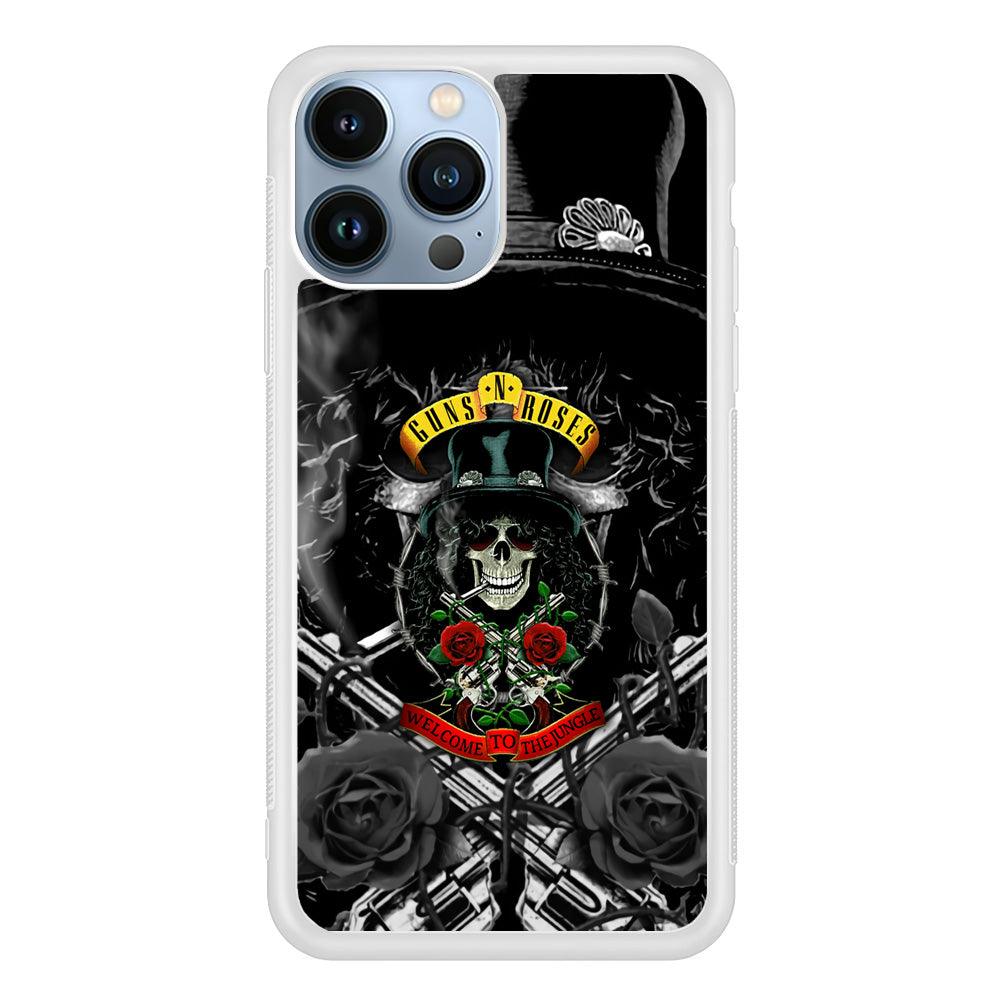 Guns N Roses Smiling Smoker Skull iPhone 14 Pro Case-Oxvistore