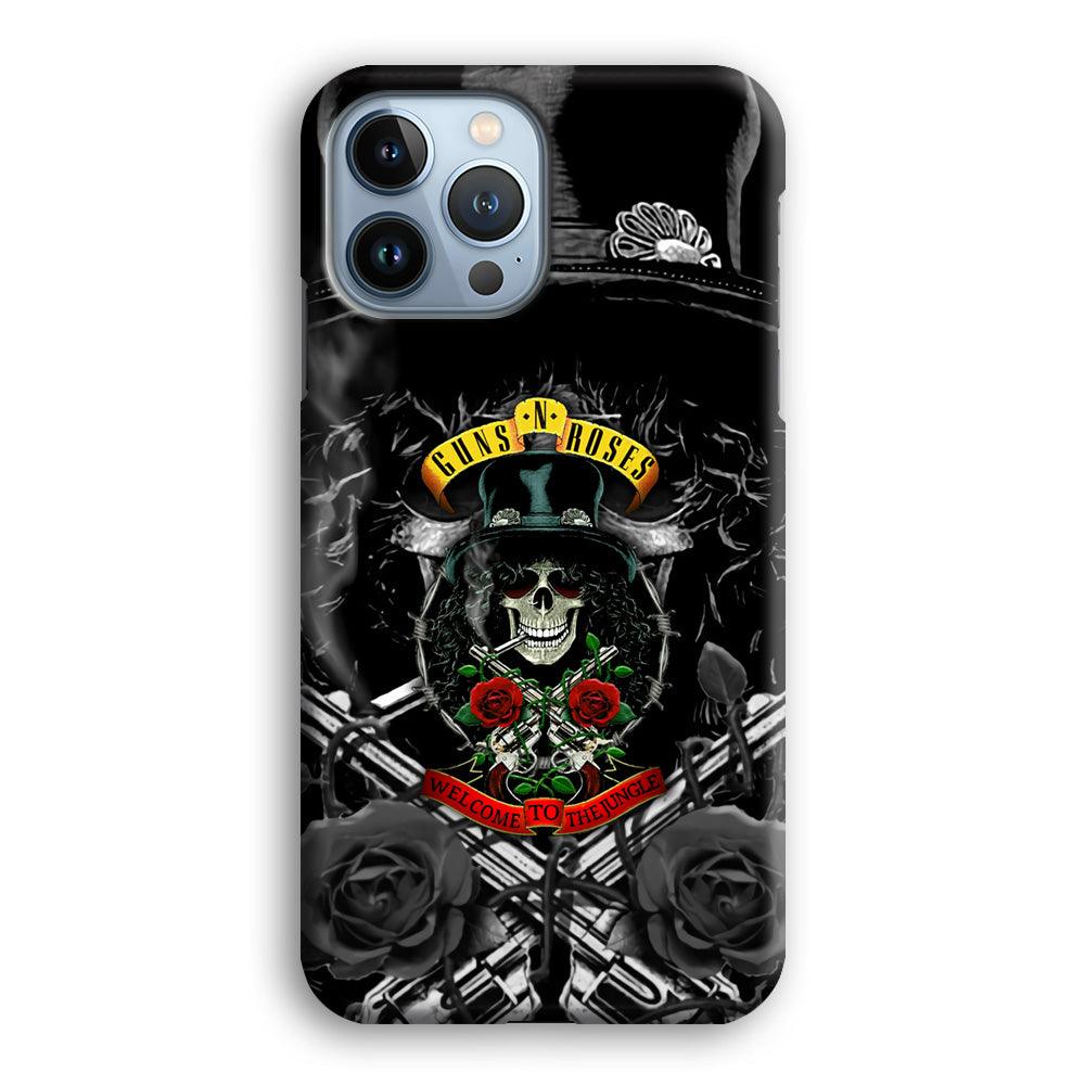 Guns N Roses Smiling Smoker Skull iPhone 14 Pro Case-Oxvistore