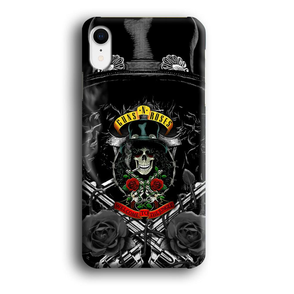 Guns N Roses Smiling Smoker Skull iPhone XR Case-Oxvistore