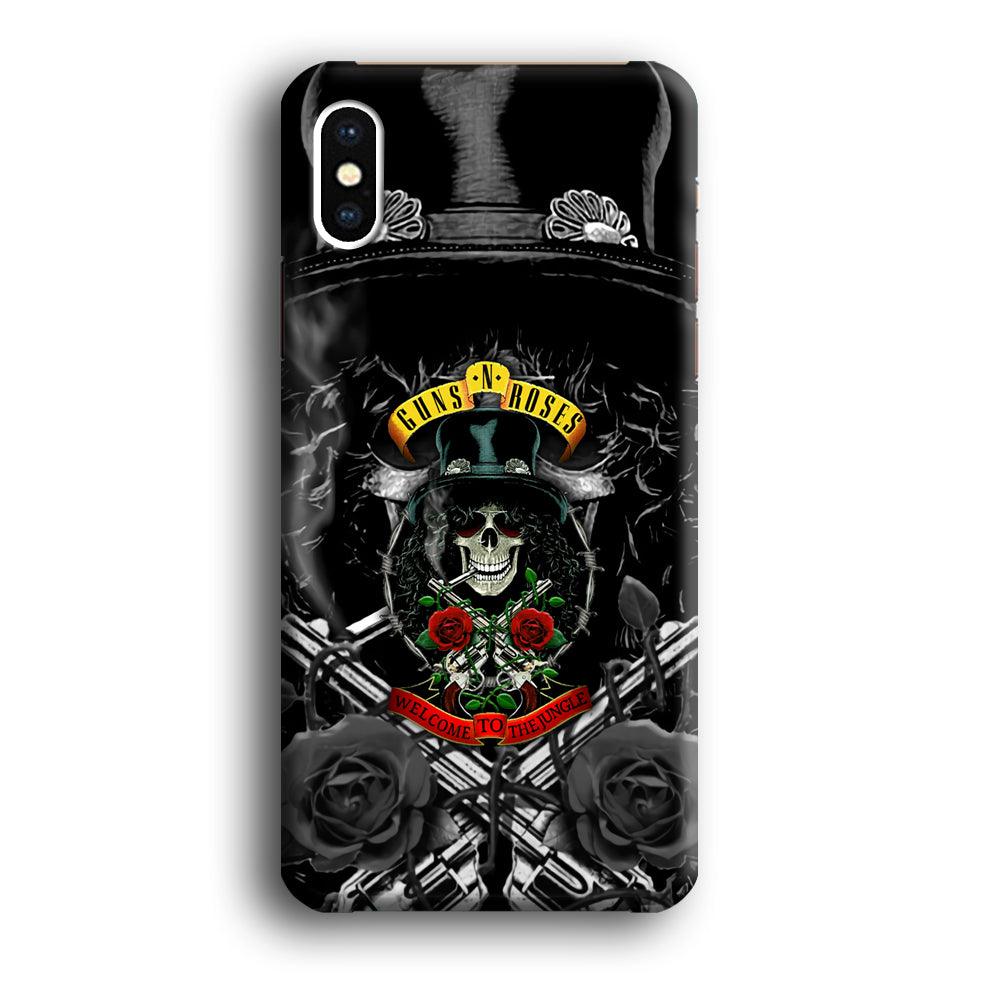 Guns N Roses Smiling Smoker Skull iPhone X Case-Oxvistore