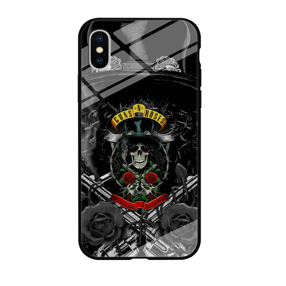 Guns N Roses Smiling Smoker Skull iPhone X Case-Oxvistore