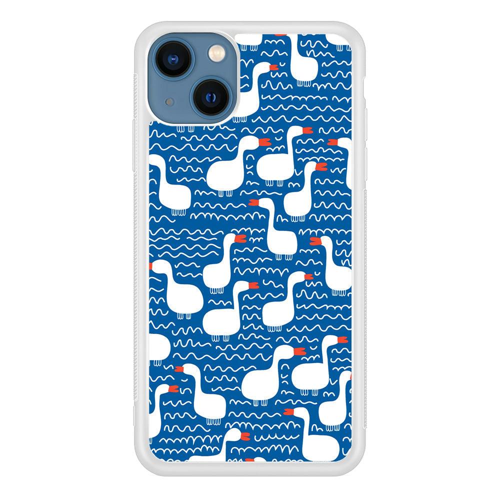 Hand Draw Swan Patern iPhone 13 Case-Oxvistore