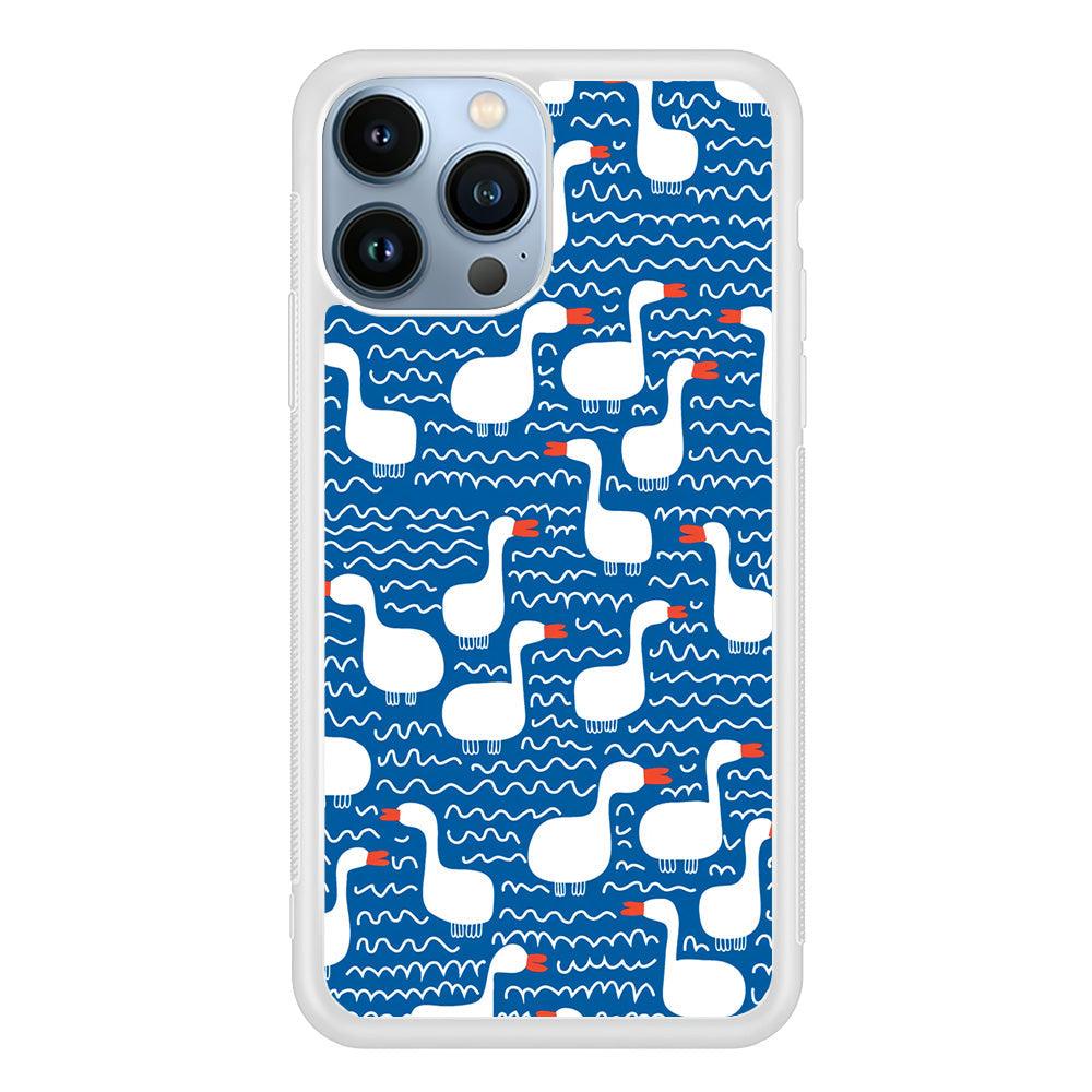 Hand Draw Swan Patern iPhone 15 Pro Case-Oxvistore