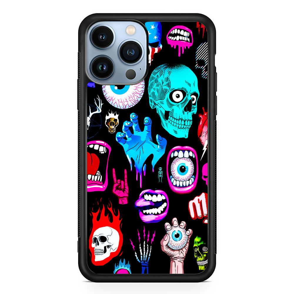 Hand Drawn Halloween Doodles 2D Rubber Phone Case