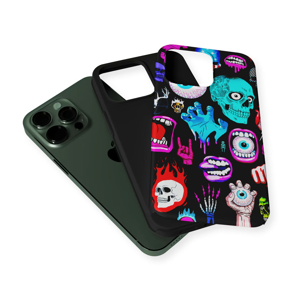 Hand Drawn Halloween Doodles 2 in 1 Tough Phone Case