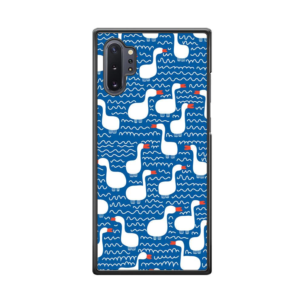 Hand Draw Swan Patern Samsung Galaxy Note 10 Plus Case-Rubber White (2D Case)-Oxvistore