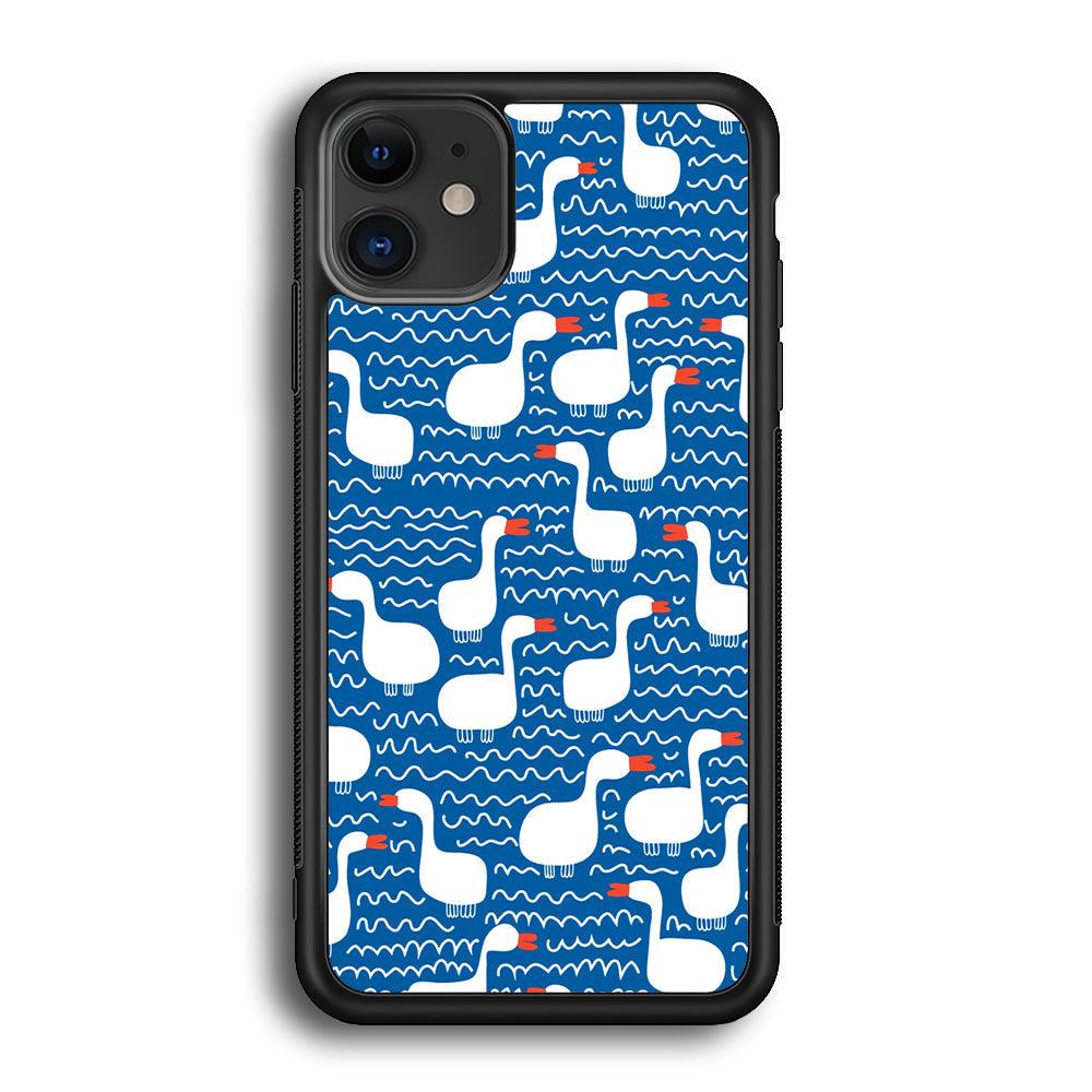 Hand Draw Swan Patern iPhone 12 Case-Oxvistore