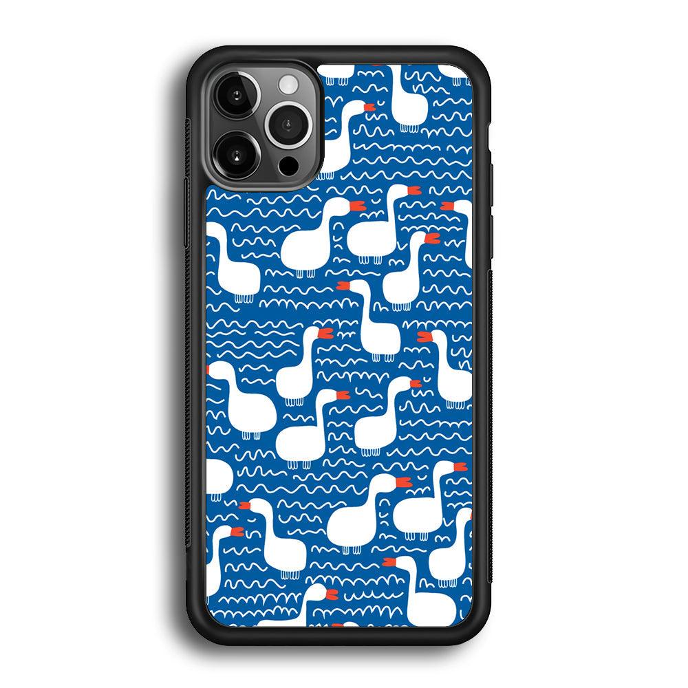 Hand Draw Swan Patern iPhone 12 Pro Case-Oxvistore