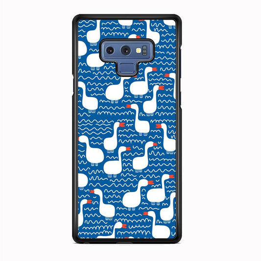 Hand Draw Swan Patern Samsung Galaxy Note 9 Case-Rubber White (2D Case)-Oxvistore