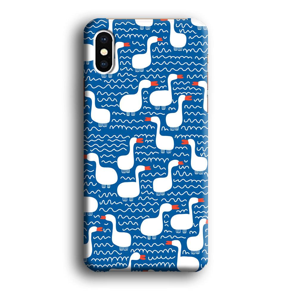 Hand Draw Swan Patern iPhone X Case-Oxvistore