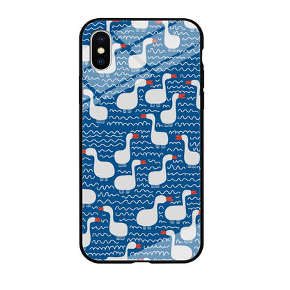 Hand Draw Swan Patern iPhone X Case-Oxvistore