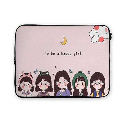 Happy Girl Cute Cartoon Laptop Sleeve Protective Cover-Oxvistore