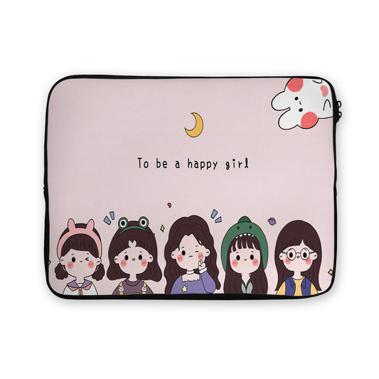 Happy Girl Cute Cartoon Laptop Sleeve Protective Cover