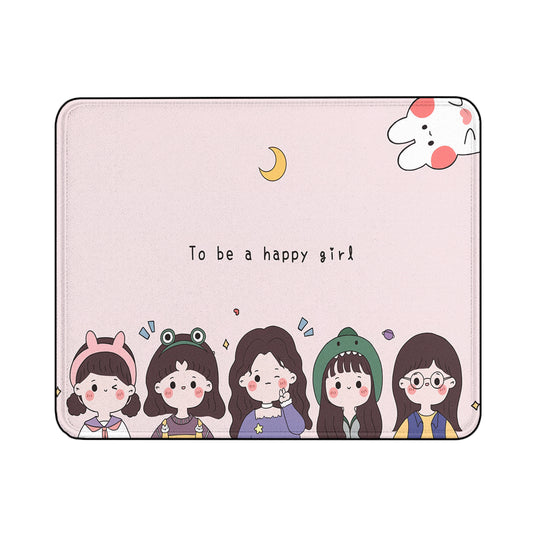 Happy Girl Cute Cartoon Mouse Pads