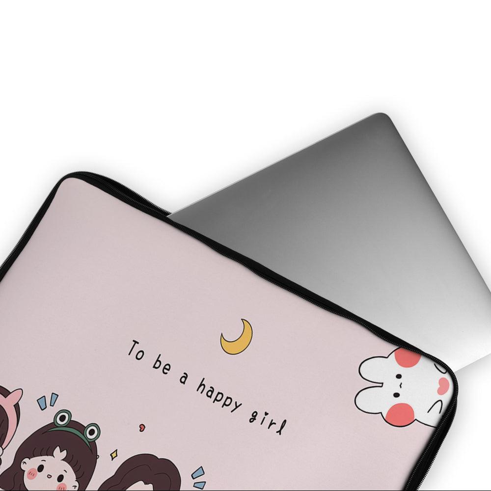 Happy Girl Cute Cartoon Laptop Sleeve Protective Cover-Oxvistore