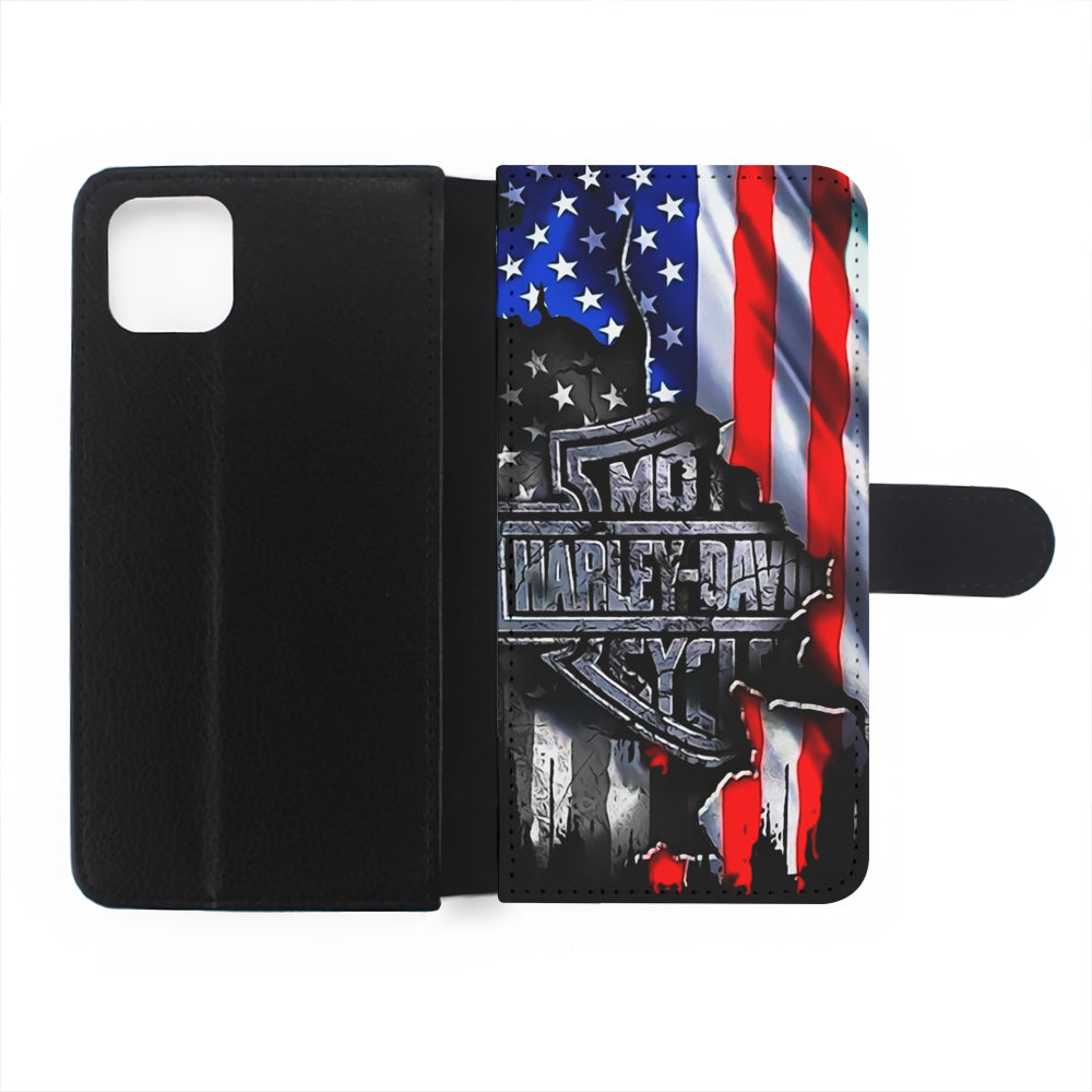 Harley Davidson American Flag Flip Wallet Phone Case